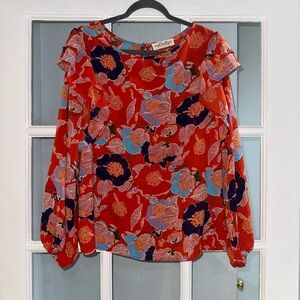 Mod Boutique Women’s Long Sleeve Top Blouse size large Floral Tunic Boho